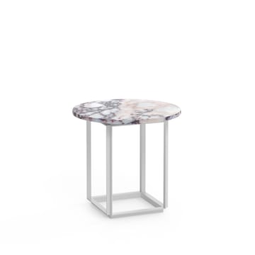 Florence sidobord - white viola marble, ø50 cm, vitt stativ - New Works