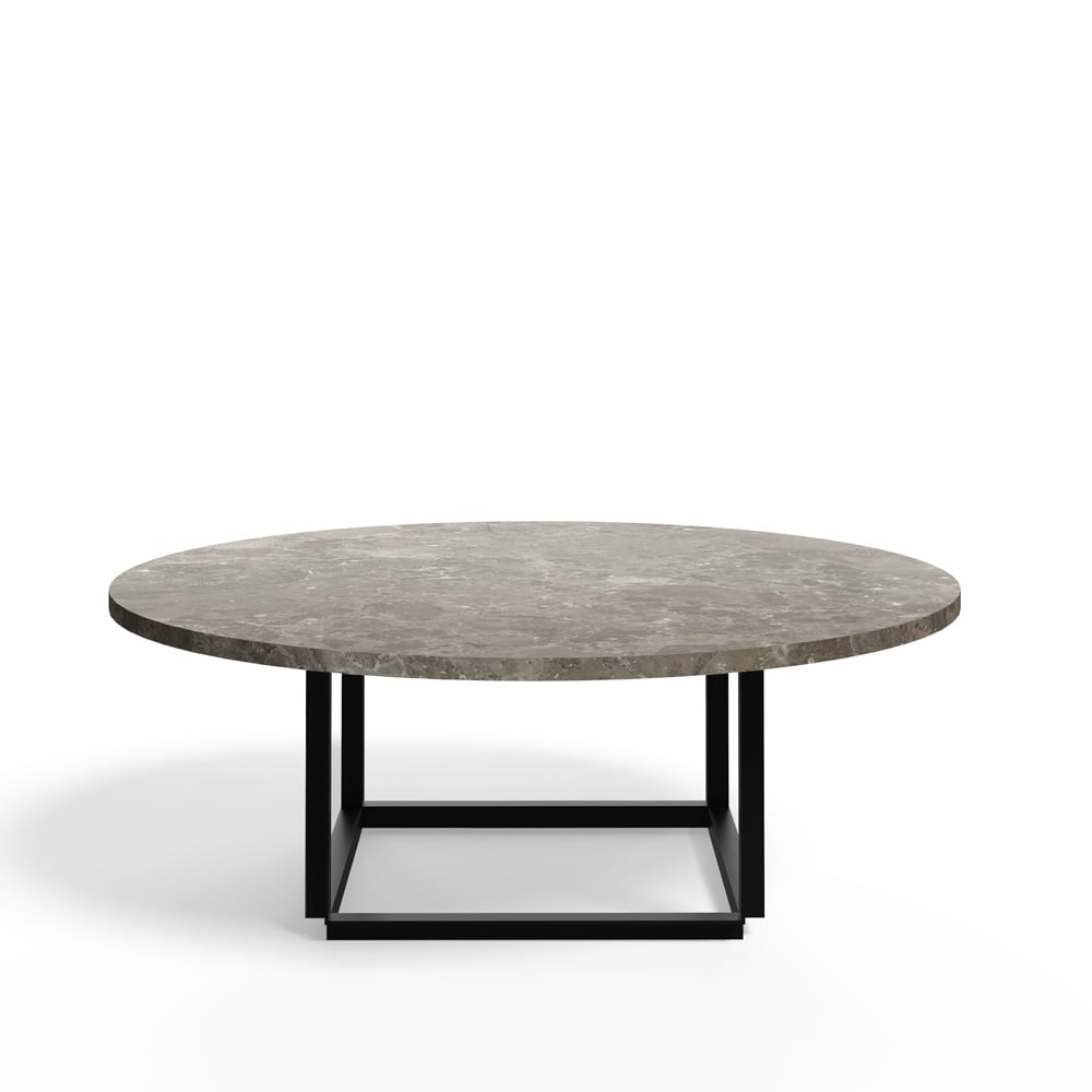 New Works Florence soffbord gris du marais marble, o90 cm, svart stativ