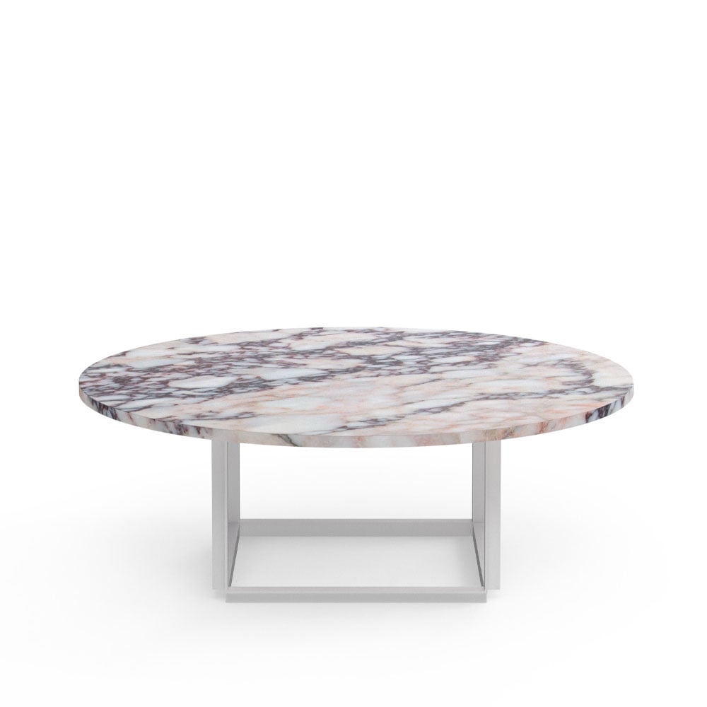 New Works Florence soffbord white viola marble, o90 cm, vitt stativ