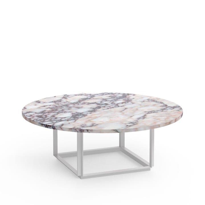 Florence soffbord - white viola marble, ø90 cm, vitt stativ - New Works