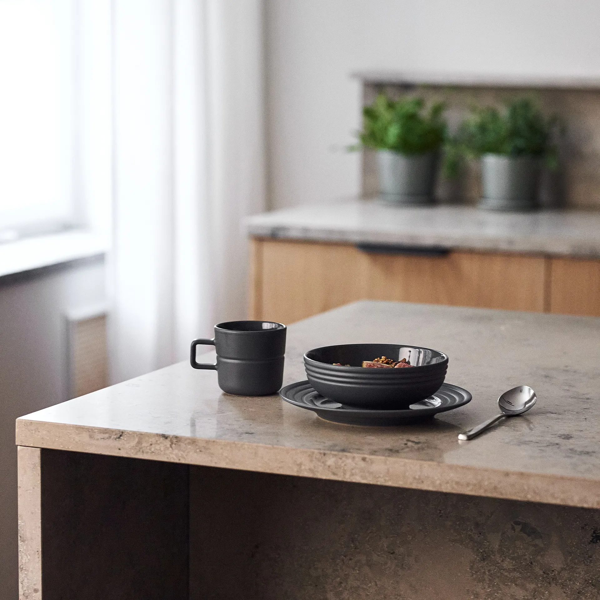 Lines mugg 30 cl 2-pack, Mörkgrå NJRD