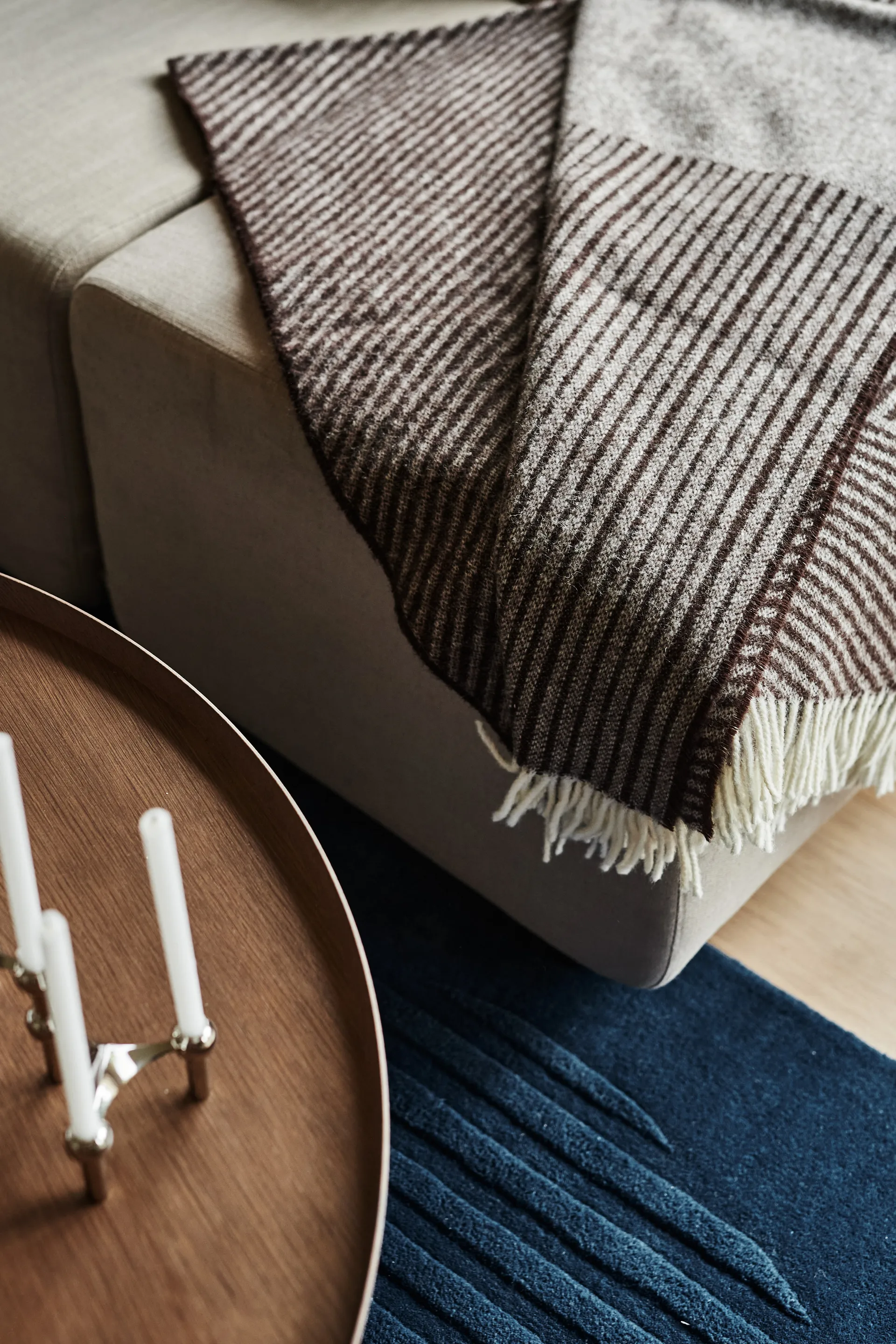 Stripes ullpläd 130x185 cm, Brun NJRD