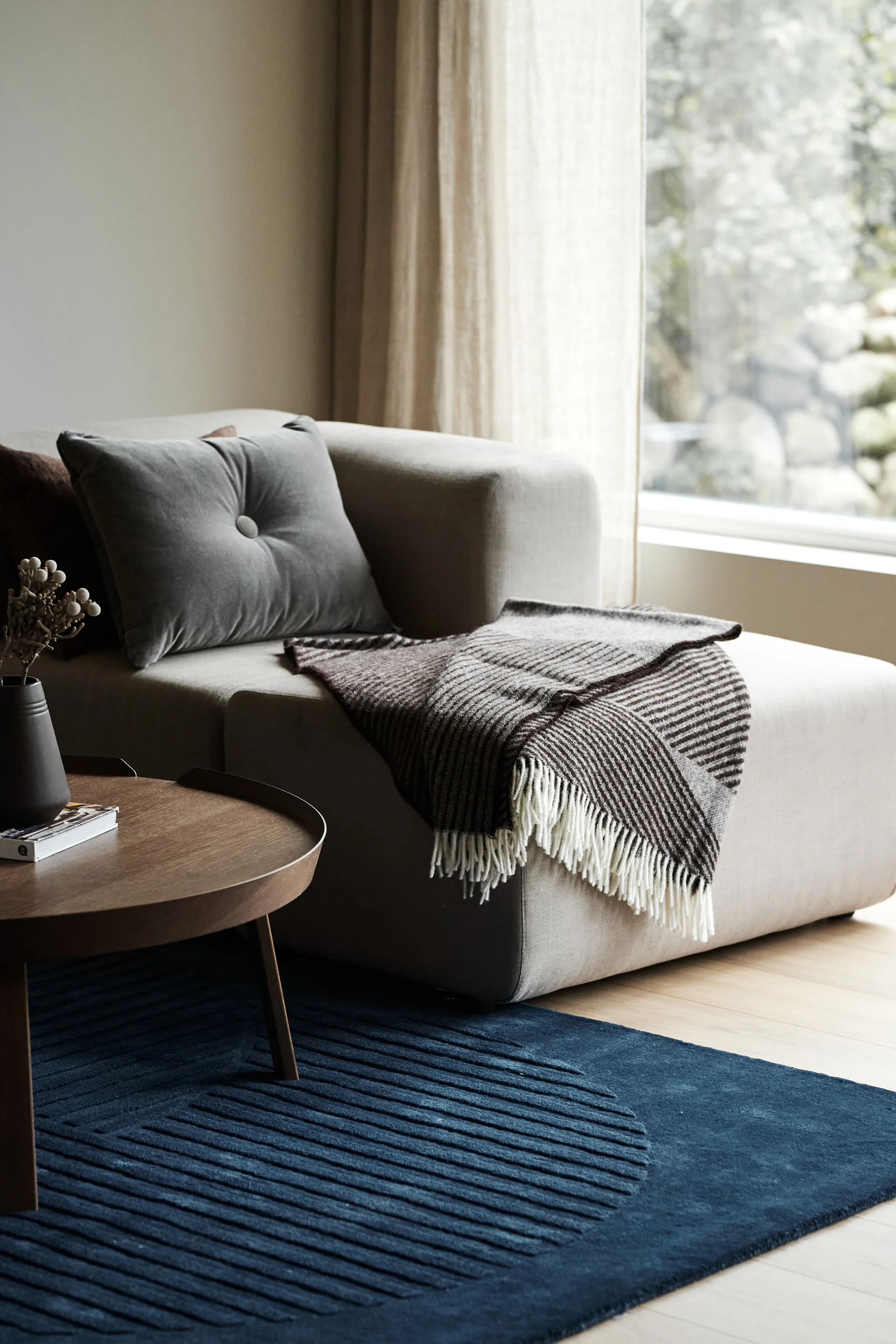 Stripes ullpläd 130x185 cm, Brun NJRD