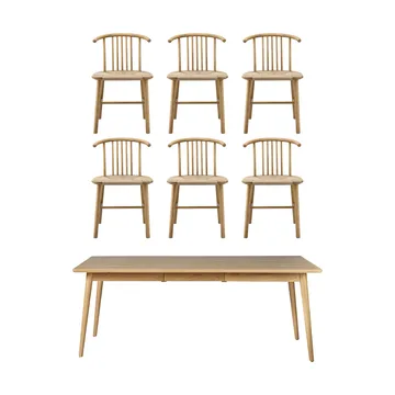 VIOR matbord 200 cm + stol 6-pack - Lackerad ek-natur - undefined - NJRD