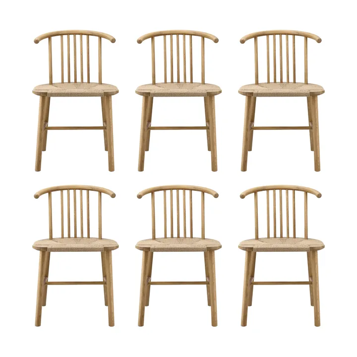 VIOR matstol flätad sits, Lackerad ek-natur, 6-pack - NJRD