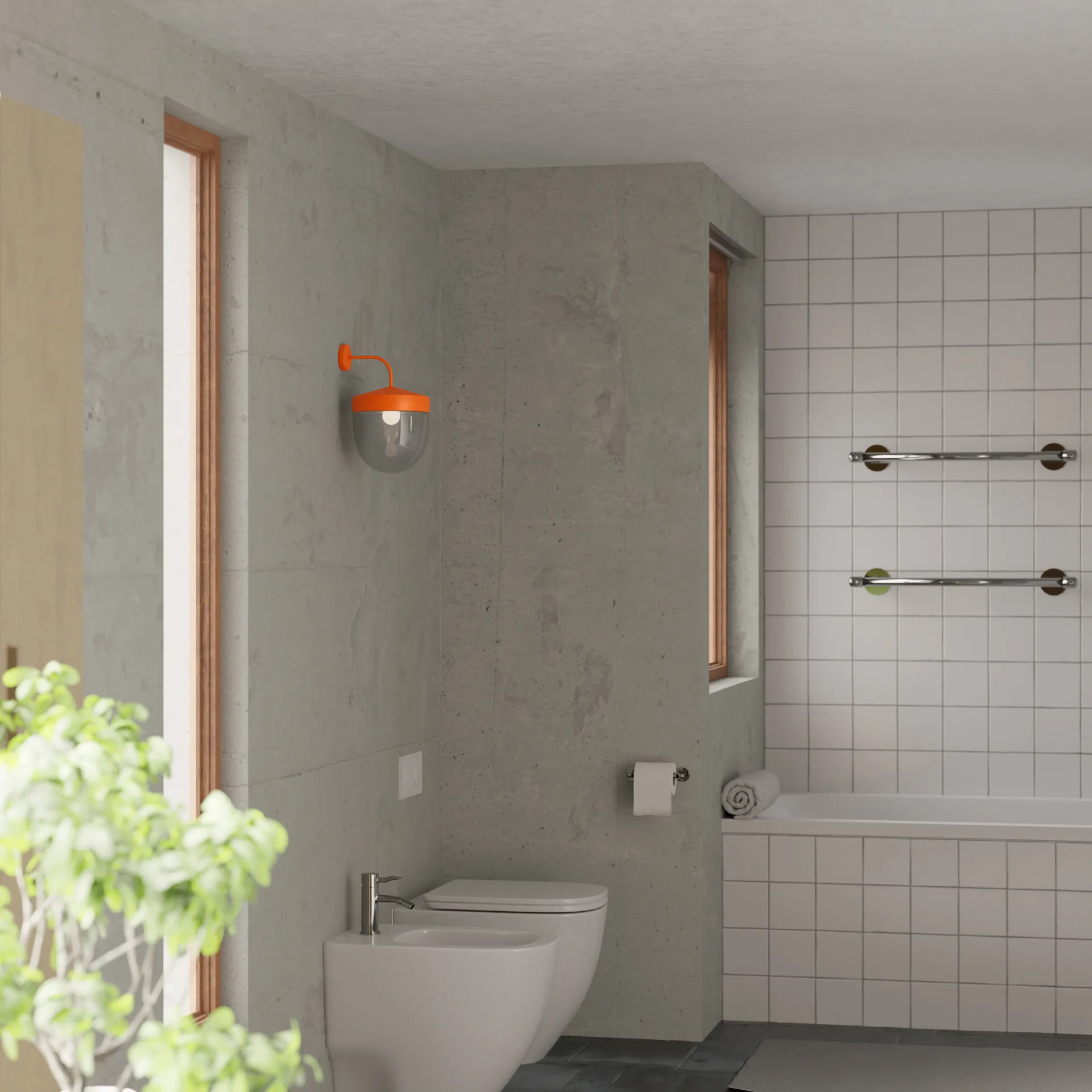 Pan vägglampa klar 30 cm, Orange Noon