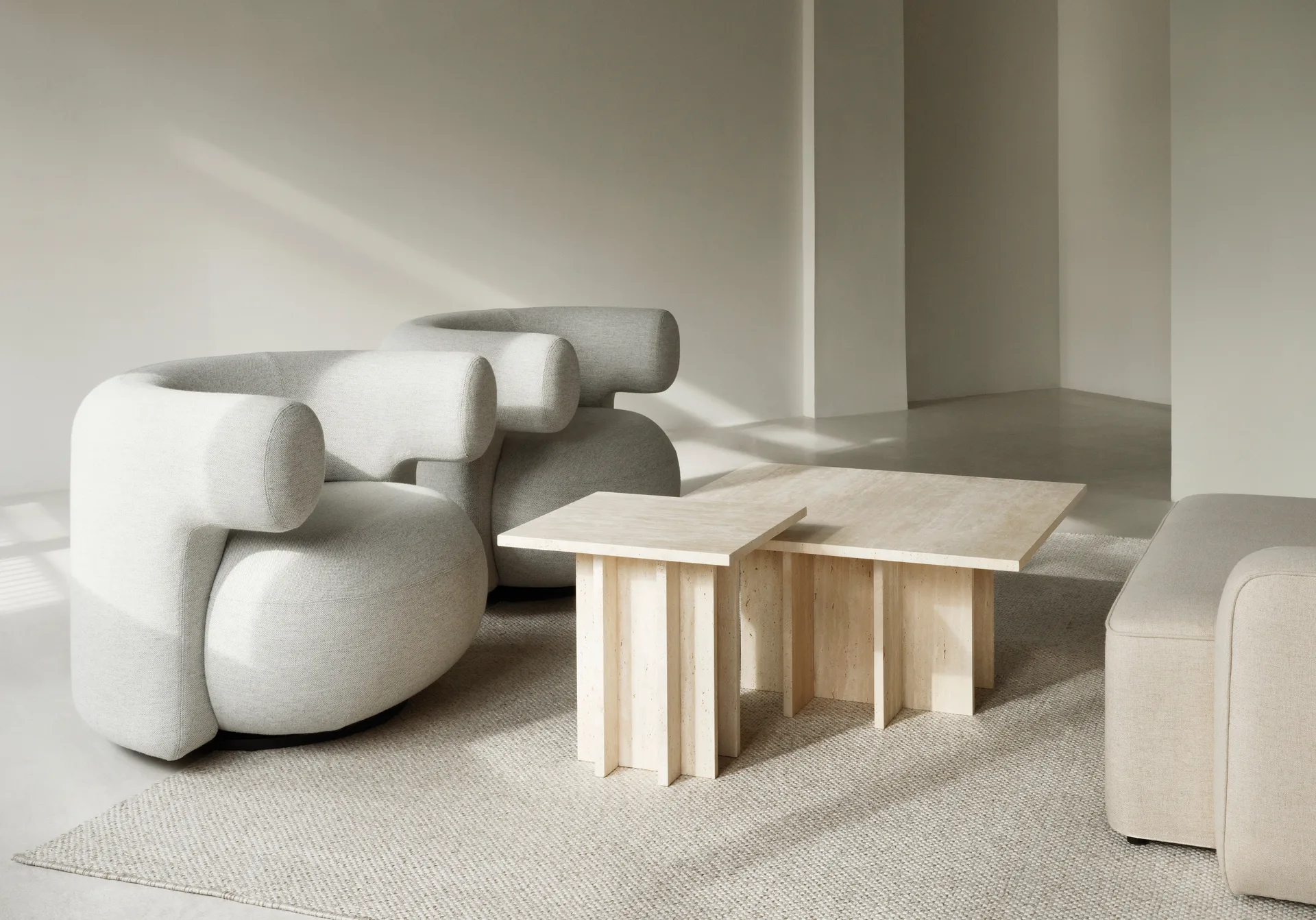 Edge soffbord small, Travertine Normann Copenhagen