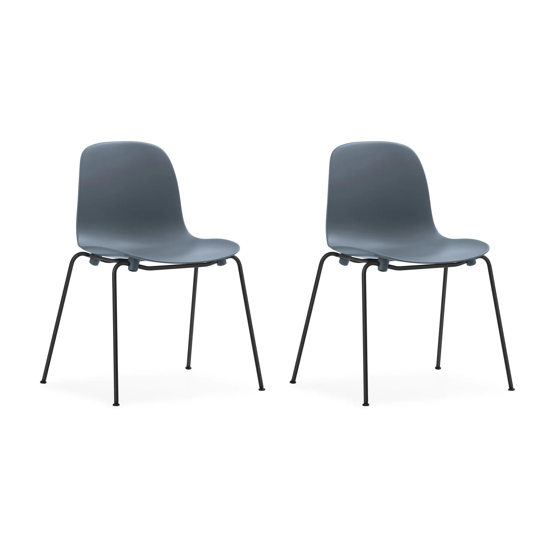 Form Chair staplingsbar stol svarta ben 2-pack, Blå Normann Copenhagen