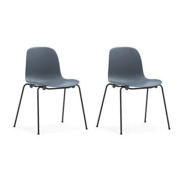 Form Chair staplingsbar stol svarta ben 2-pack, Blå - Normann Copenhagen