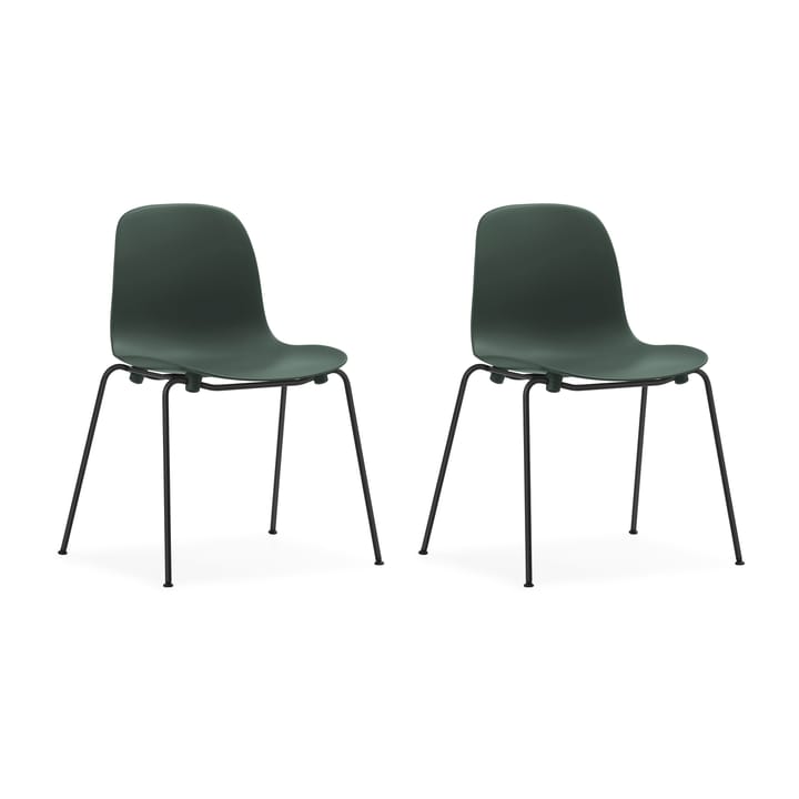 Form Chair staplingsbar stol svarta ben 2-pack, Grön - undefined - Normann Copenhagen