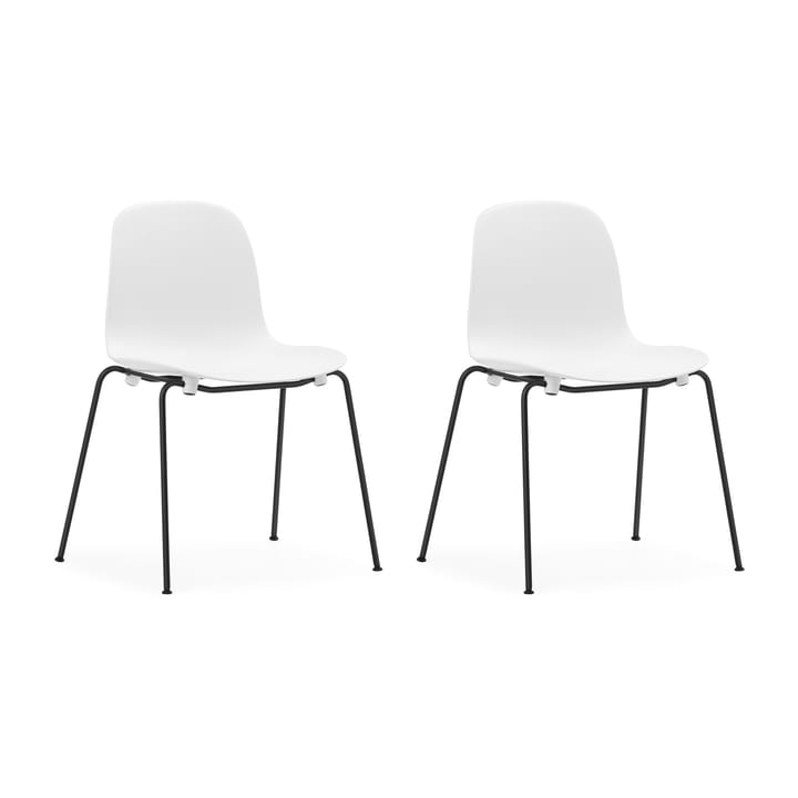 Form Chair staplingsbar stol svarta ben 2-pack, Vit - undefined - Normann Copenhagen