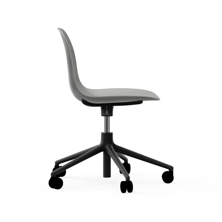 Form chair swivel 5W kontorsstol, grå, svart aluminium, hjul Normann Copenhagen