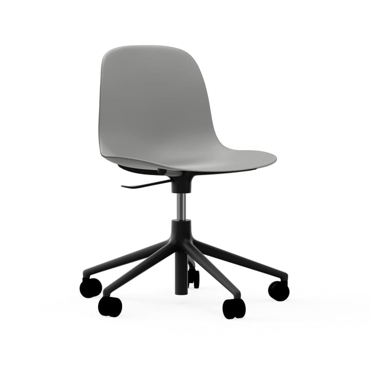 Form chair swivel 5W kontorsstol, grå, svart aluminium, hjul Normann Copenhagen