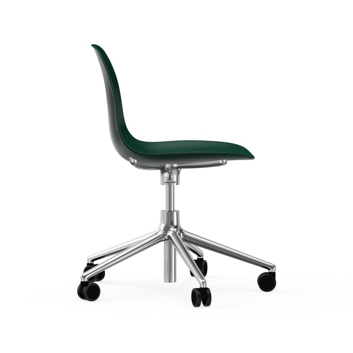 Form chair swivel 5W kontorsstol - grön, aluminium, hjul - Normann Copenhagen