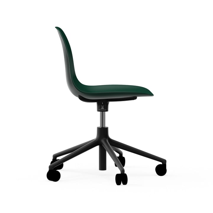 Form chair swivel 5W kontorsstol, grön, svart aluminium, hjul Normann Copenhagen