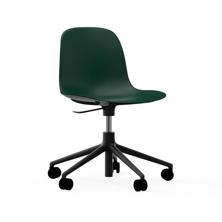Form chair swivel 5W kontorsstol, grön, svart aluminium, hjul Normann Copenhagen