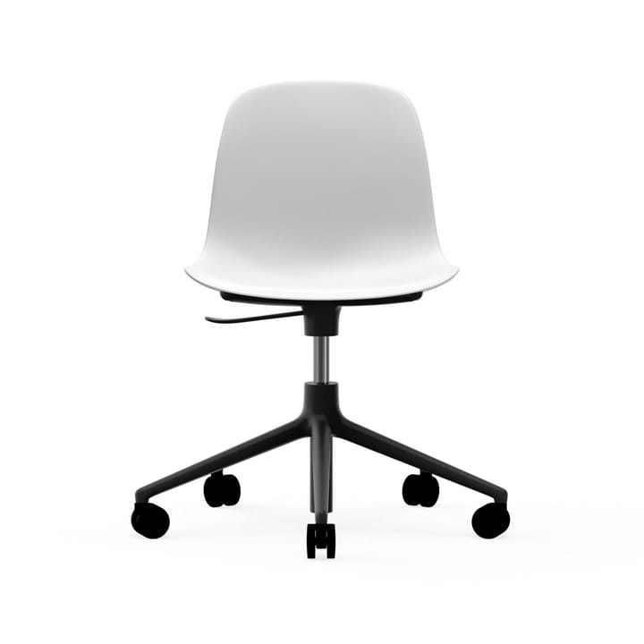 Form chair swivel 5W kontorsstol - vit, svart aluminium, hjul - Normann Copenhagen