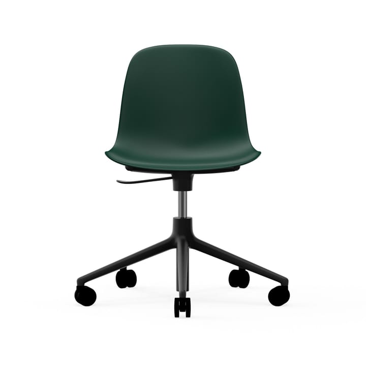 Form kontorsstol - grön, svart aluminium, hjul - Normann Copenhagen
