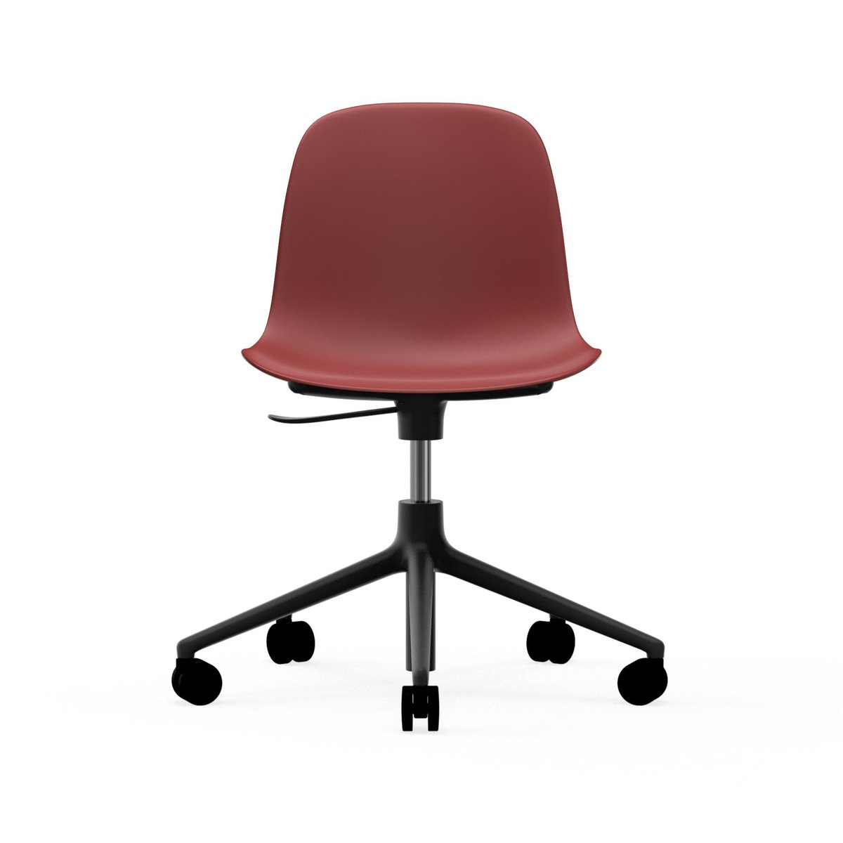 Normann Copenhagen Form kontorsstol röd, svart aluminium, hjul