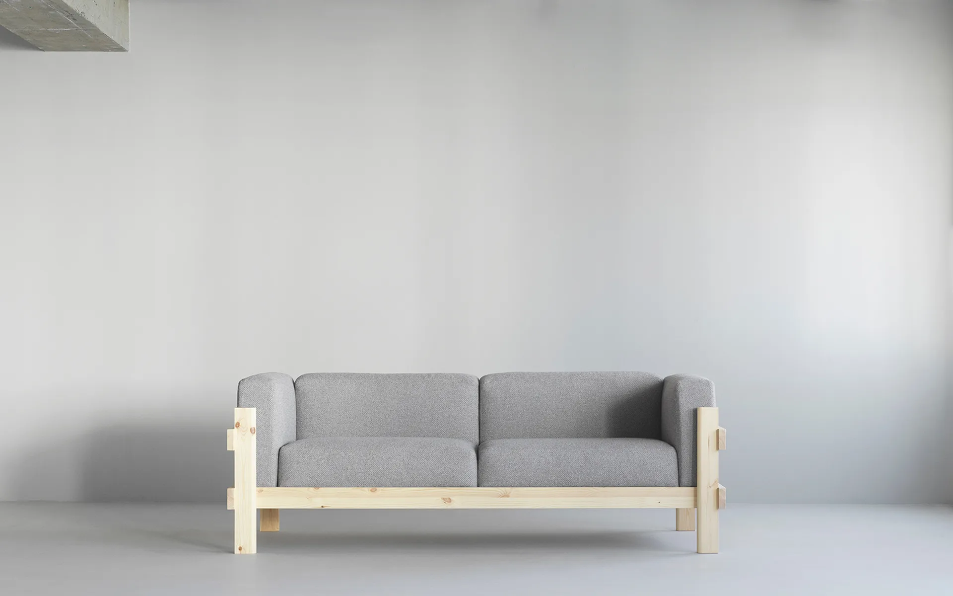 Kube soffa, Lackerad furu-tyg Remix 143 Grey, 220 cm Normann Copenhagen