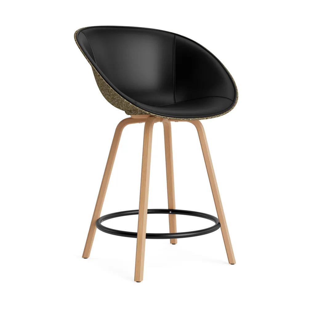 Mat Bar Armchair karmstol framsideklädd 65 cm, Ultra 41599-seaweed-beech-black steel Normann Copenhagen