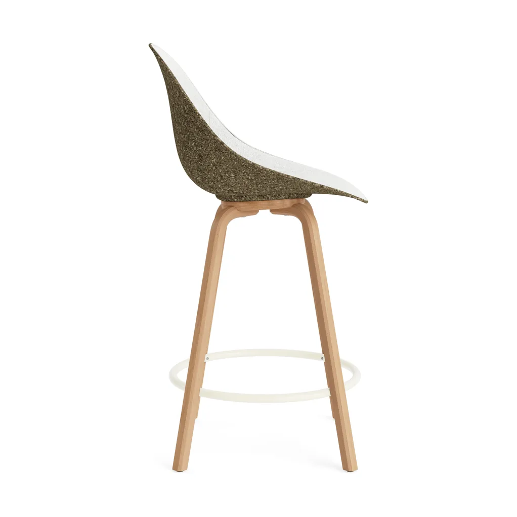 Mat Bar Chair barstol framsideklädd 65 cm, Hallingdal 110-seaweed-beech-cream steel Normann Copenhagen