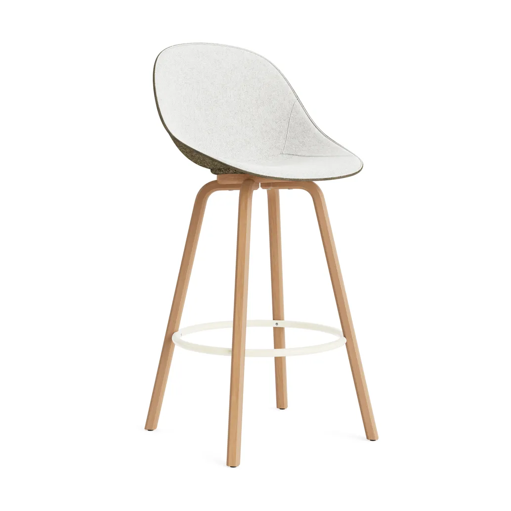 Mat Bar Chair barstol framsideklädd 75 cm, Hallingdal 110-seaweed-beech-cream steel Normann Copenhagen