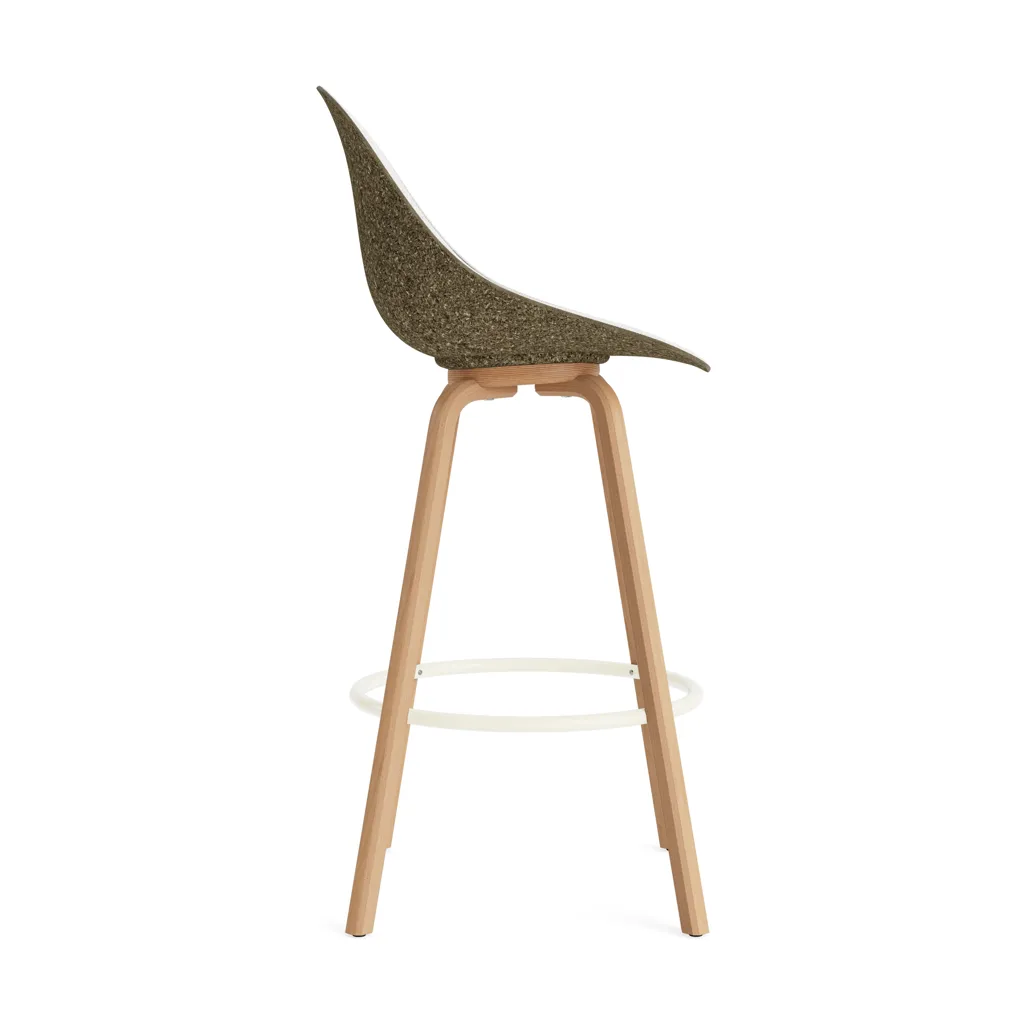 Mat Bar Chair barstol framsideklädd 75 cm, Hallingdal 110-seaweed-beech-cream steel Normann Copenhagen