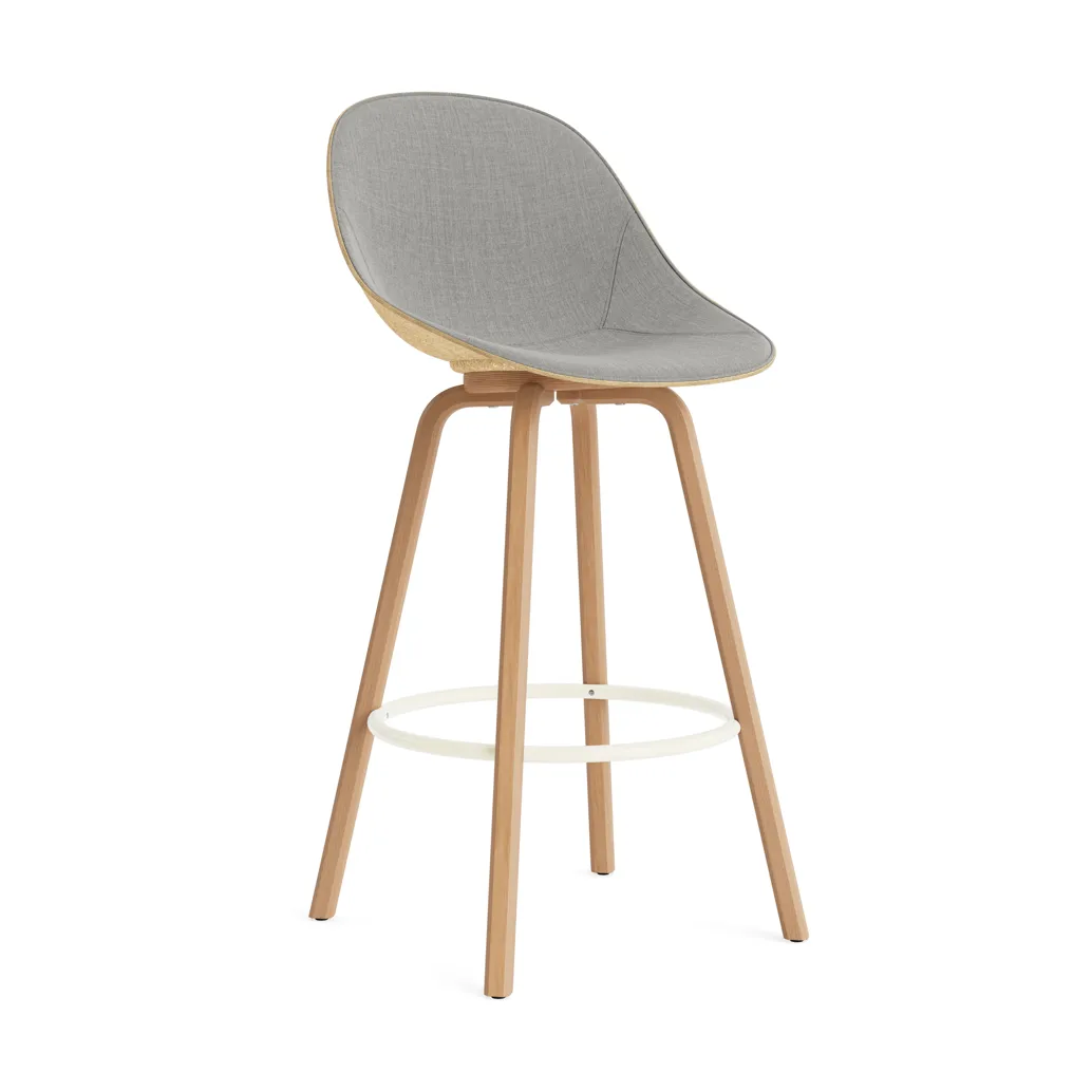 Mat Bar Chair barstol framsideklädd 75 cm, Remix 133-hemp-beech-cream steel Normann Copenhagen