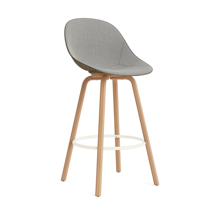 Mat Bar Chair barstol framsideklädd 75 cm - Remix 133-seaweed-beech-cream steel - Normann Copenhagen