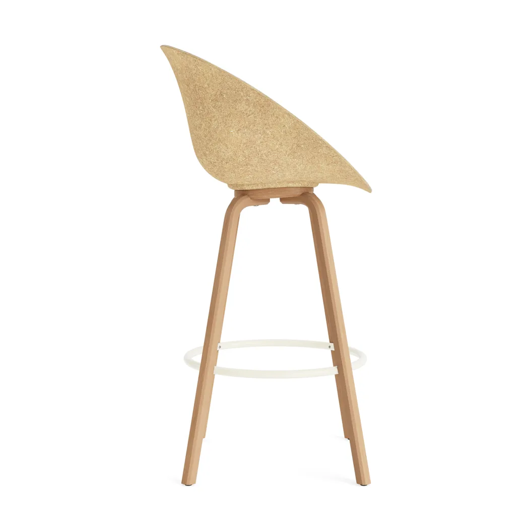 Mat barstol framsideklädd 75 cm, Hallingdal 110-hemp-beech-cream steel Normann Copenhagen
