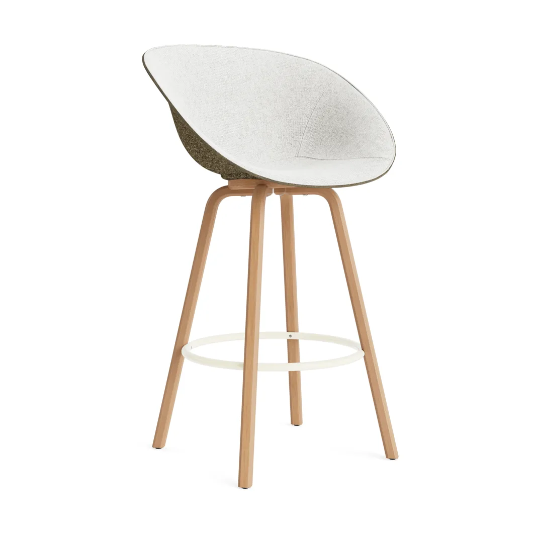 Mat barstol framsideklädd 75 cm, Hallingdal 110-seaweed-beech-cream steel Normann Copenhagen