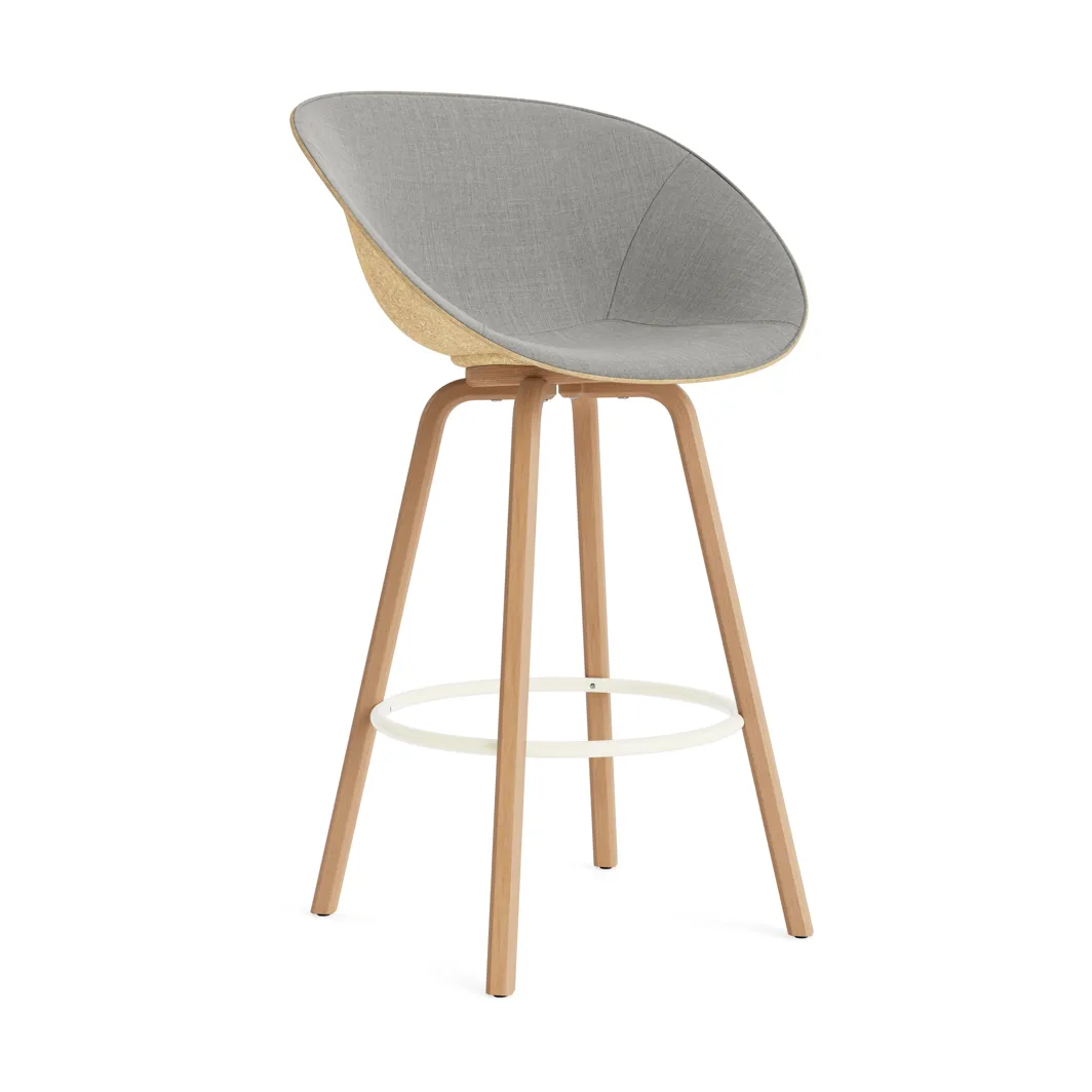 Mat barstol framsideklädd 75 cm, Remix 133-hemp-beech-cream steel Normann Copenhagen