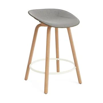 Mat Barstool barpall framsideklädd 65 cm - Remix 133-seaweed-beech-cream steel - Normann Copenhagen