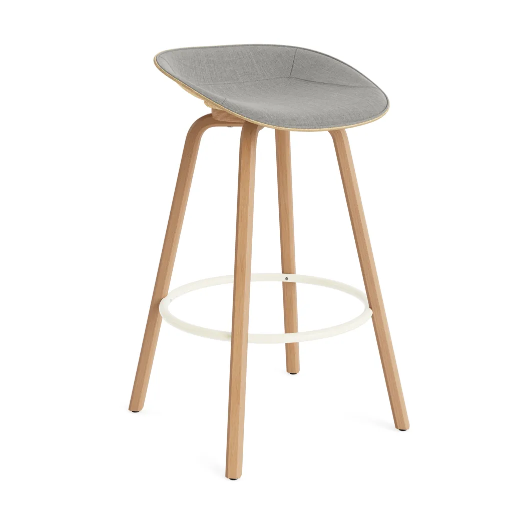 Mat Barstool barpall framsideklädd 75 cm, Remix 133-hemp-beech-cream steel Normann Copenhagen