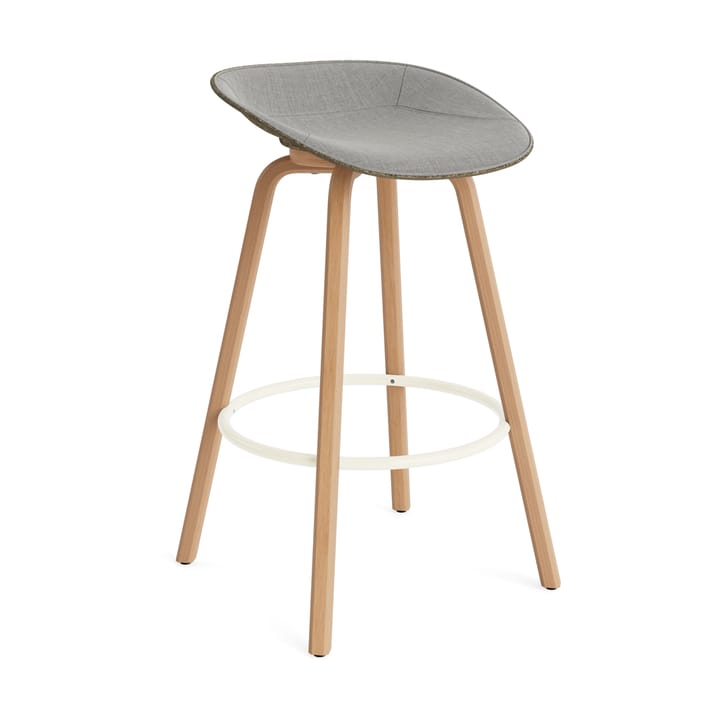 Mat Barstool barpall framsideklädd 75 cm - Remix 133-seaweed-beech-cream steel - Normann Copenhagen