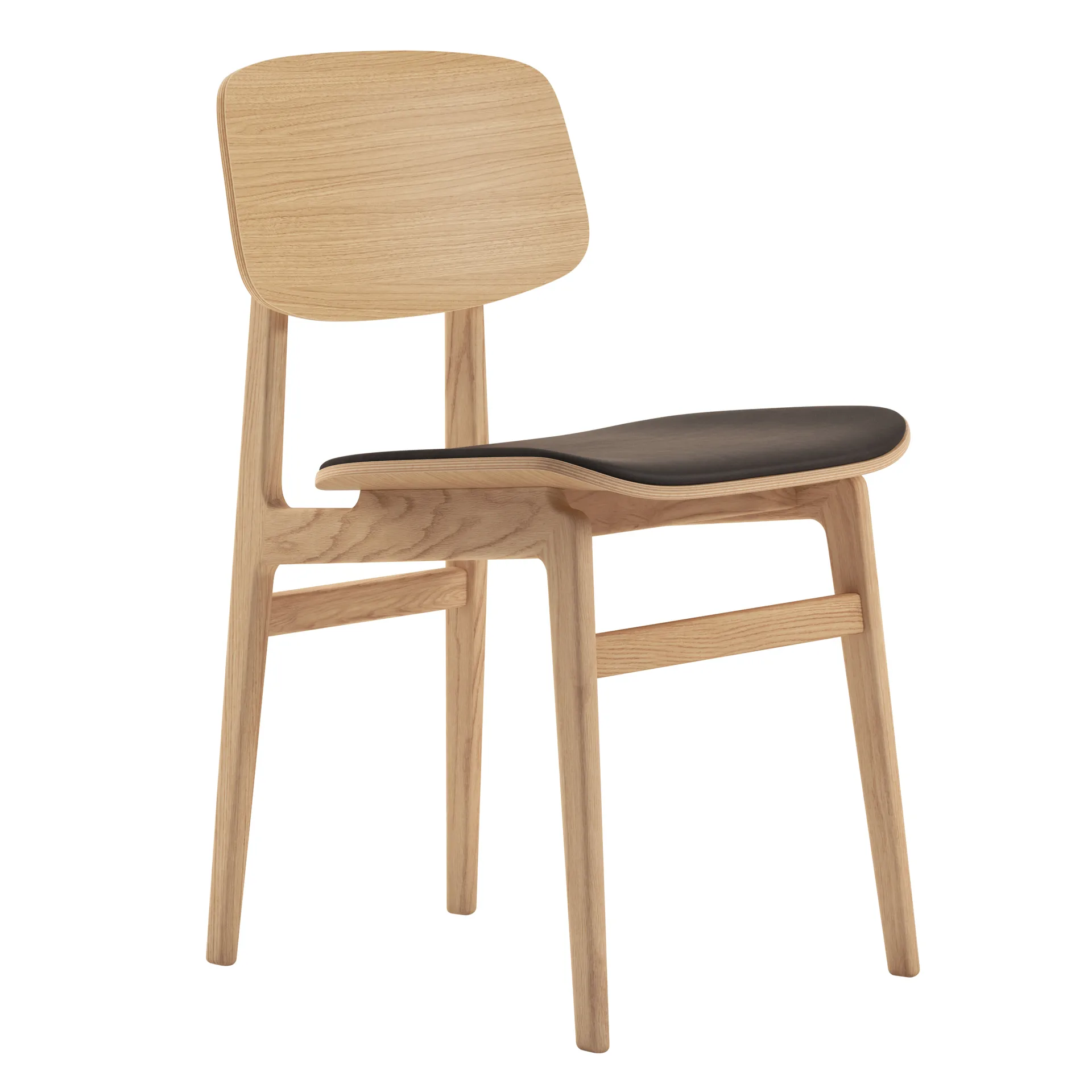 NY11 stol med lädersits ek, Dunes dark brown NORR11