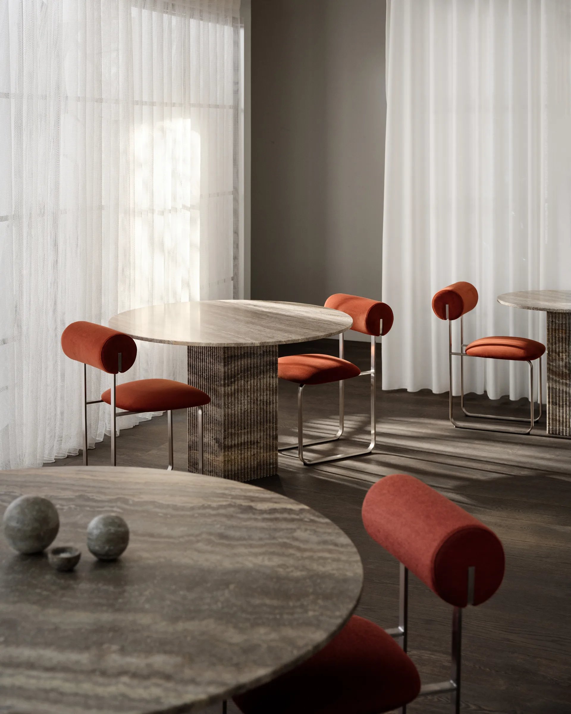 Soho matbord, Silver travertin, Ø120x72 cm NORR11