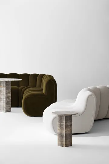 Soho sidobord - Silver travertin, Ø40x50 cm - NORR11