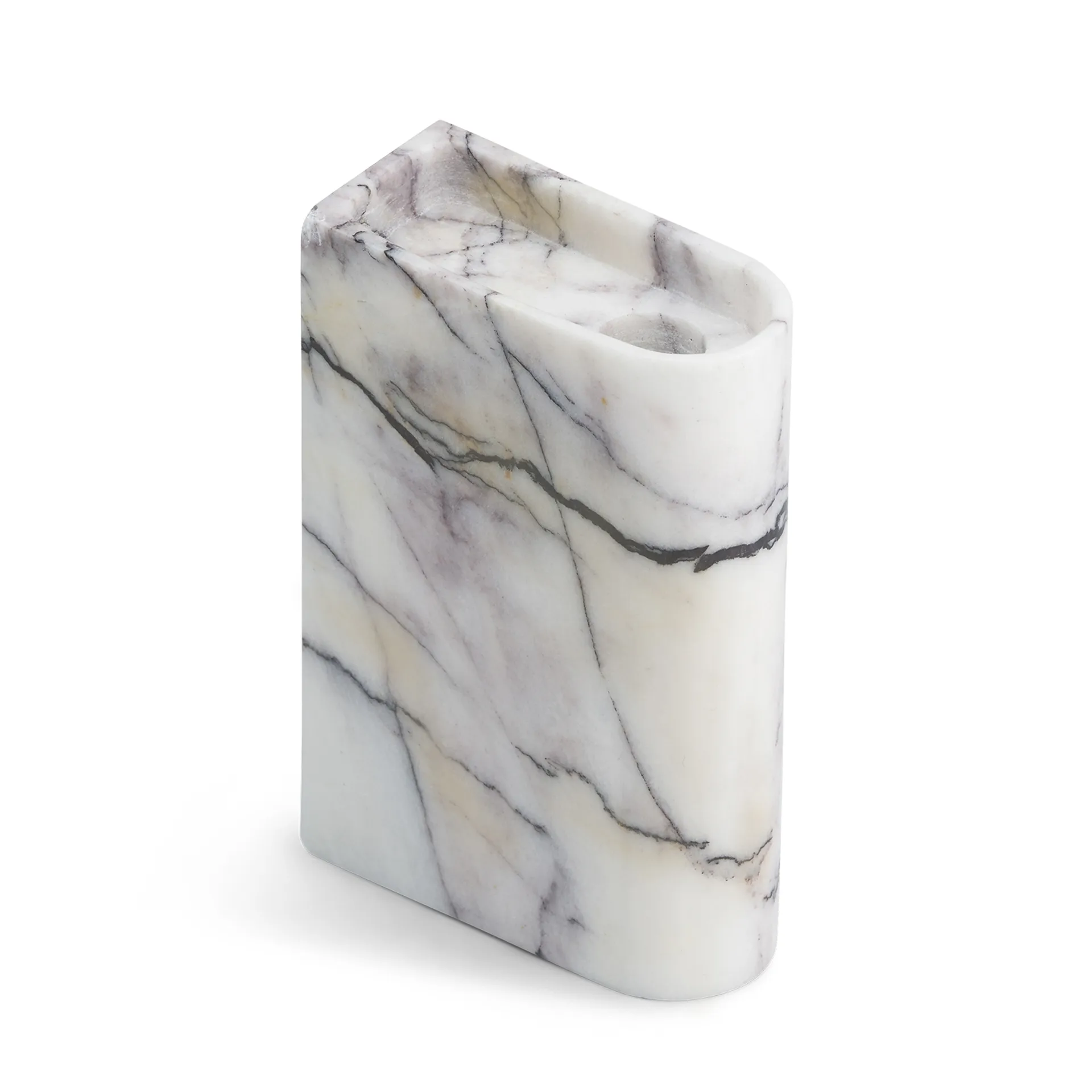 Monolith ljushållare medium, Mixed white marble Northern