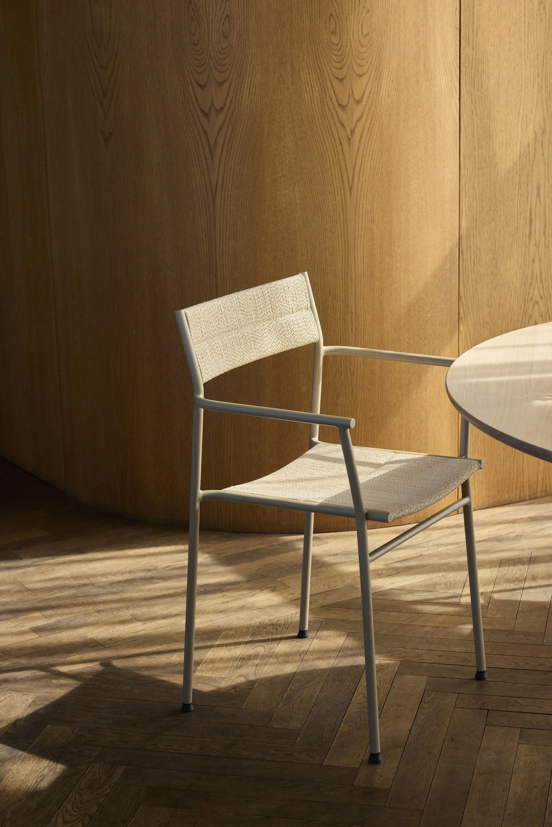 Vev karmstol, Grey beige-natural rope Northern