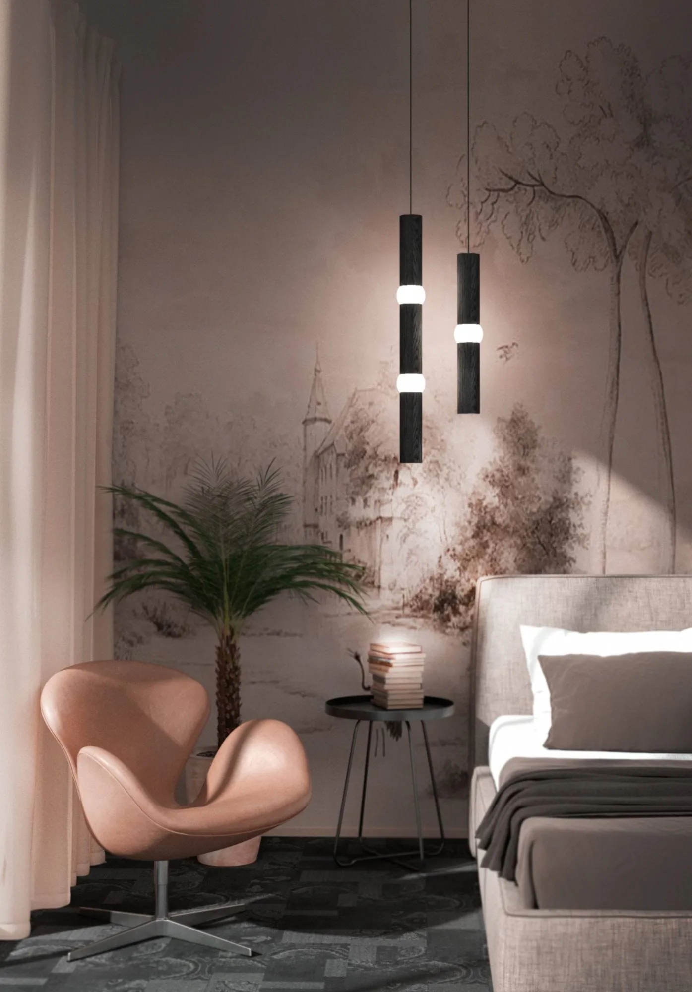 Lightbone pendel, Medium 53,8 cm, black oak Oblure