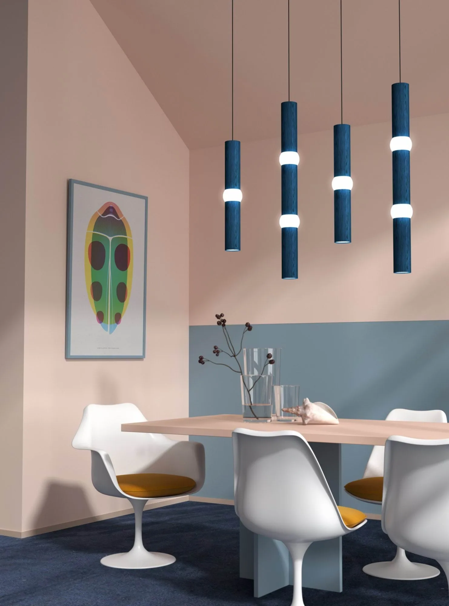 Lightbone pendel, Medium 53,8 cm, blue oak Oblure