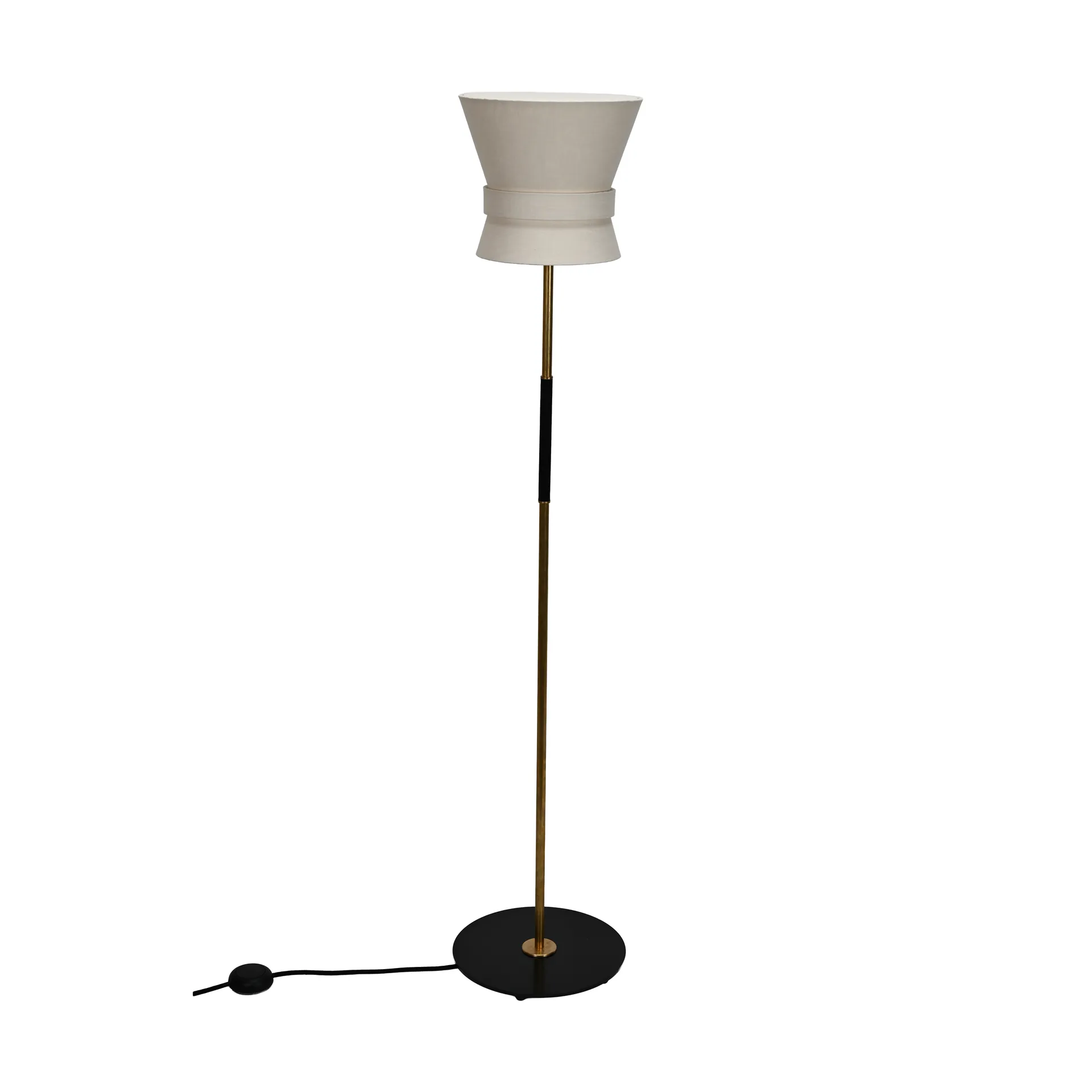 Bow golvlampa, Rå mässing-cream white, small 147 cm Örsjö Belysning