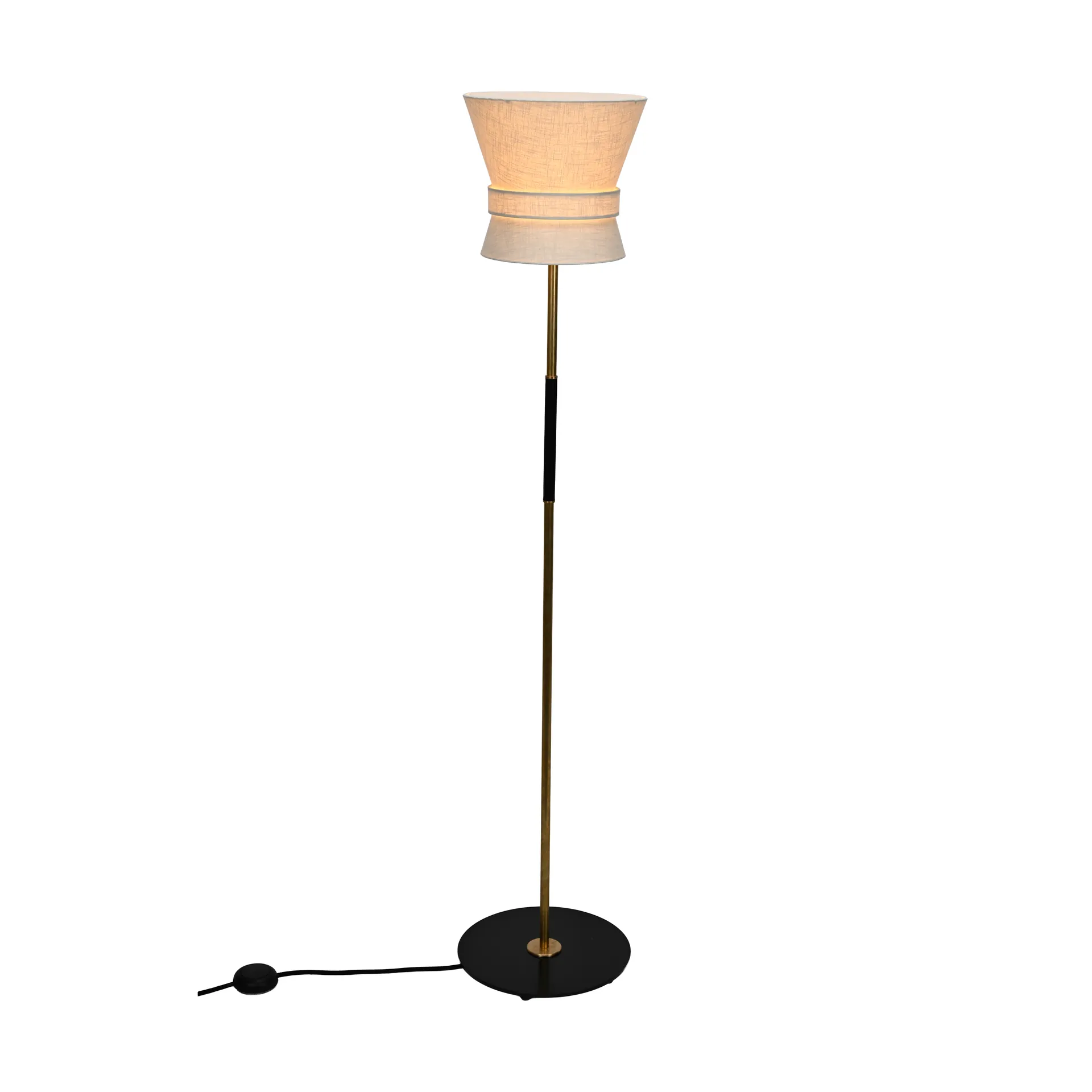 Bow golvlampa, Rå mässing-cream white, small 147 cm Örsjö Belysning