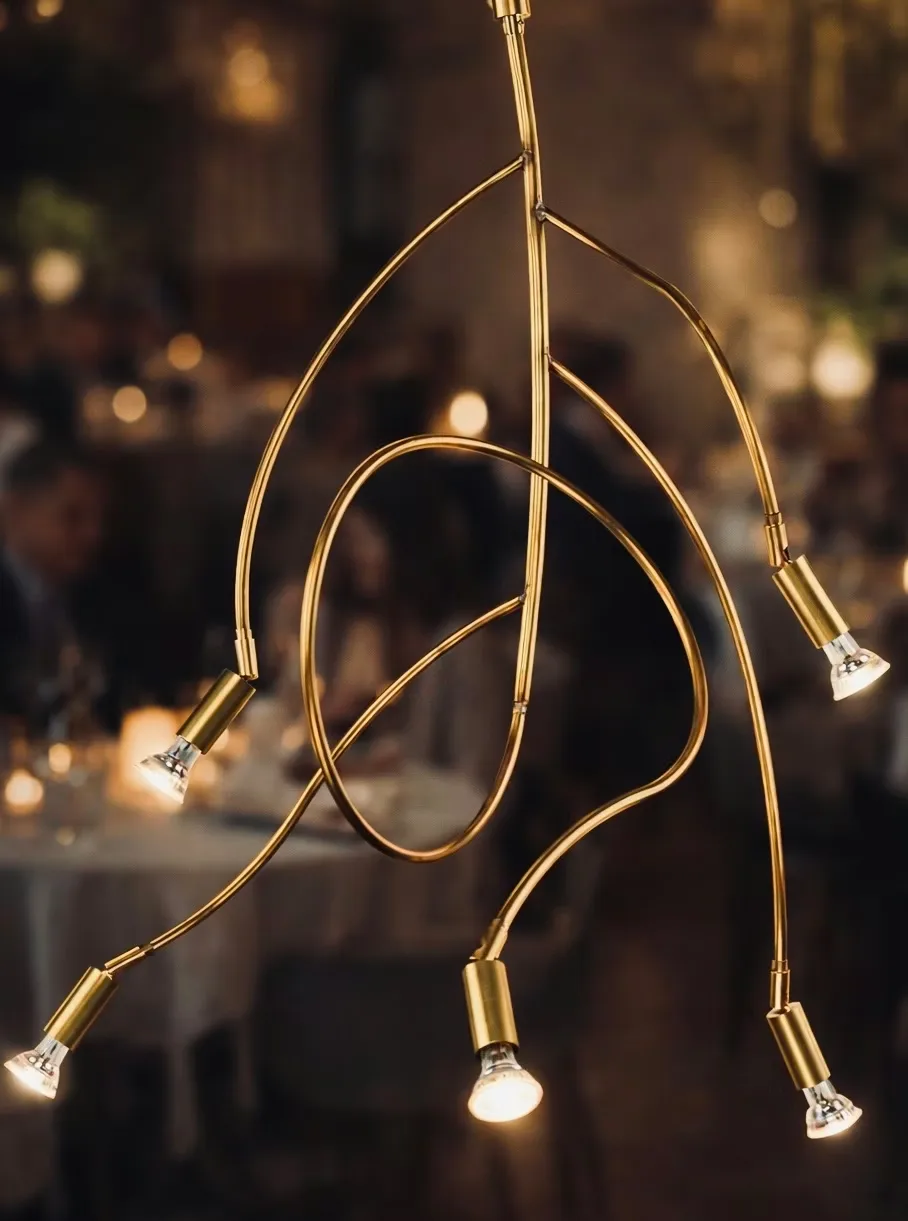 Ranka 5 taklampa, Rå mässing Örsjö Belysning