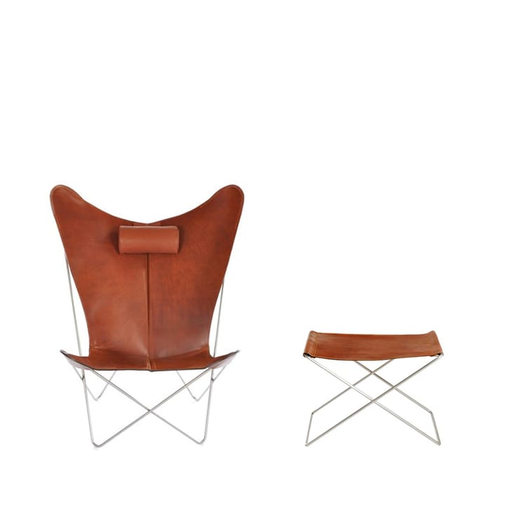 KS Chair fladdermusfåtölj paket - läder cognac, rostfritt stål - undefined - OX Denmarq