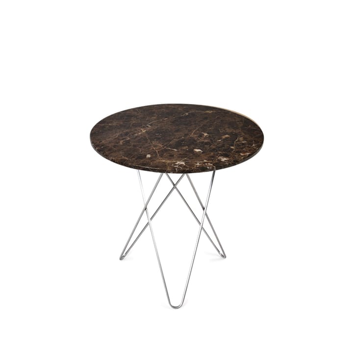 Tall Mini O Table soffbord - marmor brun, rostfritt stativ - OX Denmarq