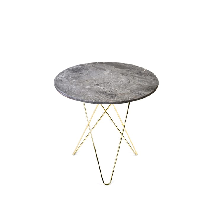 Tall Mini O Table soffbord - marmor grå, mässingstativ - OX Denmarq