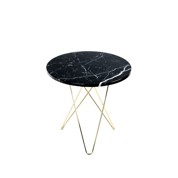 Tall Mini O Table soffbord - Marmor svart, mässingsstativ - OX Denmarq